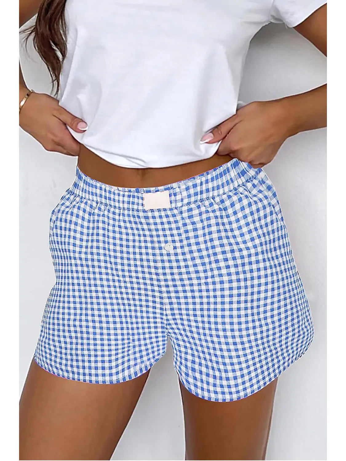 Light Blue Gingham Shorts