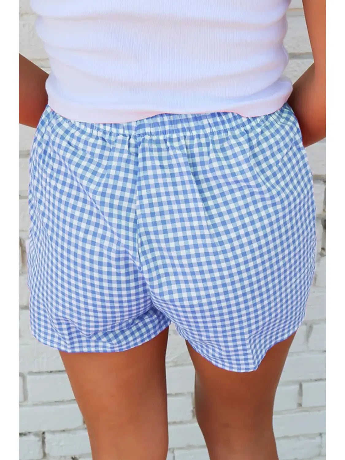 Light Blue Gingham Shorts