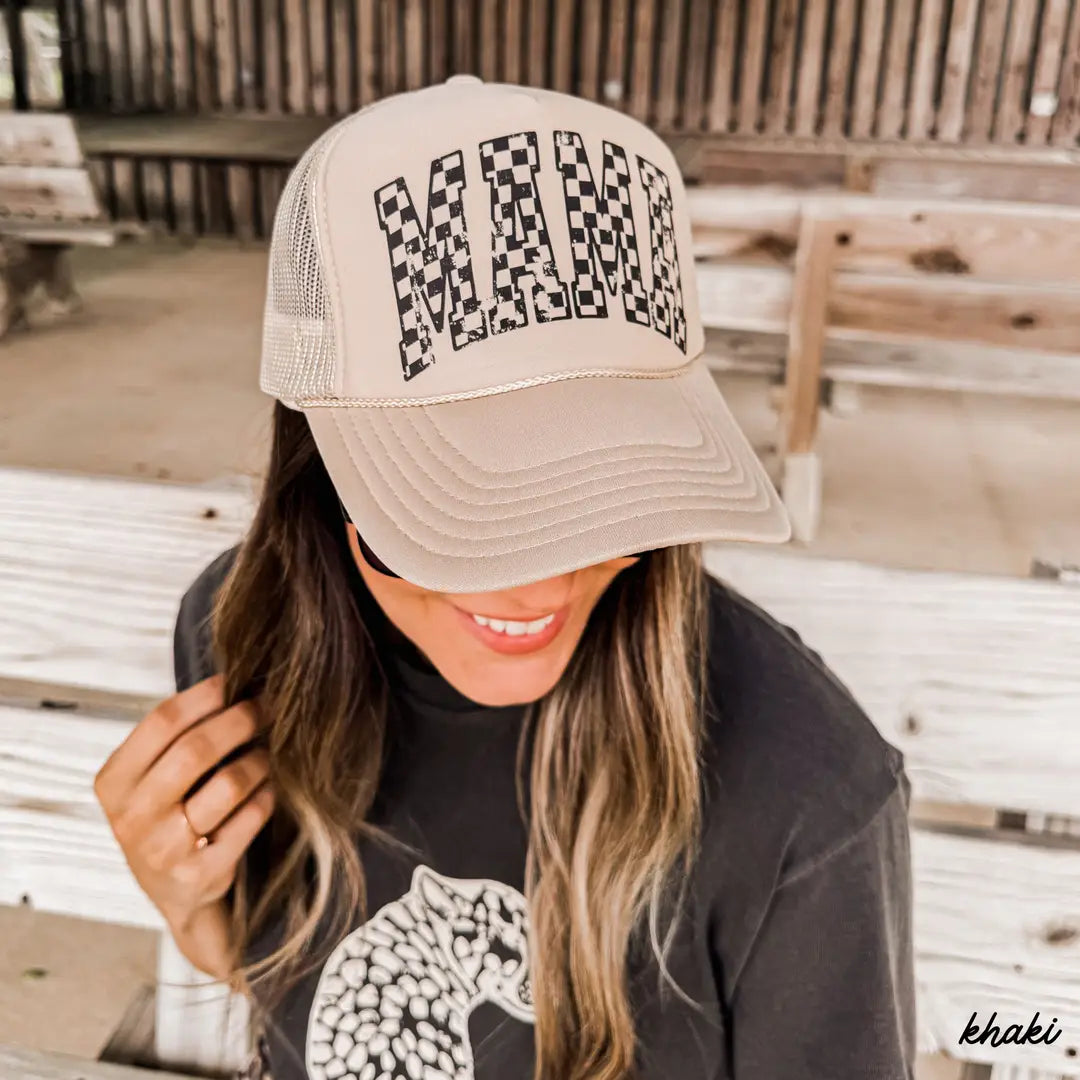 MAMA Checkered Trucker Hat